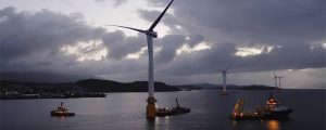 El primer aerogenerador de Hywind instalado