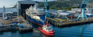 El nuevo buque de crucero de expedición National Geographic Resolution ya está a flote