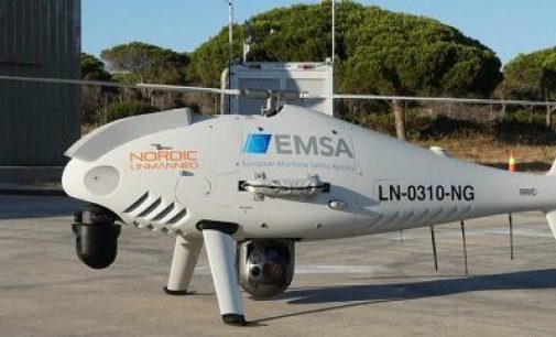 El dron de la EMSA opera en El Estrecho para realizar proyectos de vigilancia marítima